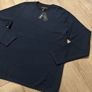 Rag & Bone Bennet Wool-Blend Crewneck Sweater Men's Navy Blue Pullover Size XL